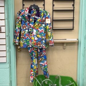 Mario print suit with little tie size 8